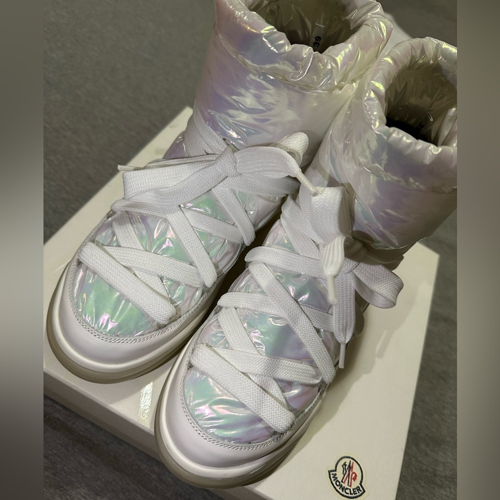 MONCLER WHITE IRIDESCENT BOOTS